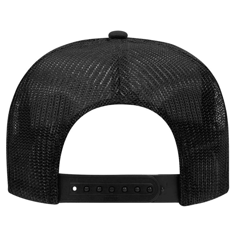 OTTO Wholesale 12 x Polyester Foam Front 5 Panel High Crown Mesh Back Trucker Hat - Black - (12 Pcs) - Image 3